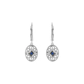 Sterling Silver Natural Blue Sapphire Lever Back Earrings